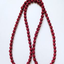 布玉（ラッピング)ネックレス　ハーバード・クリムズン　ロープ100cm 5枚目の画像