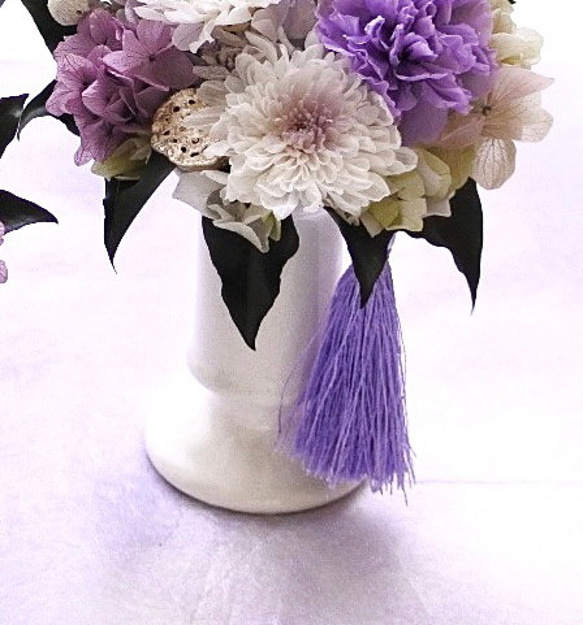 《Creema限定・秋の福袋2025》想・SOU❖花器の色が選べます◇一対・プリザーブドフラワーのお供え花・仏花 4枚目の画像