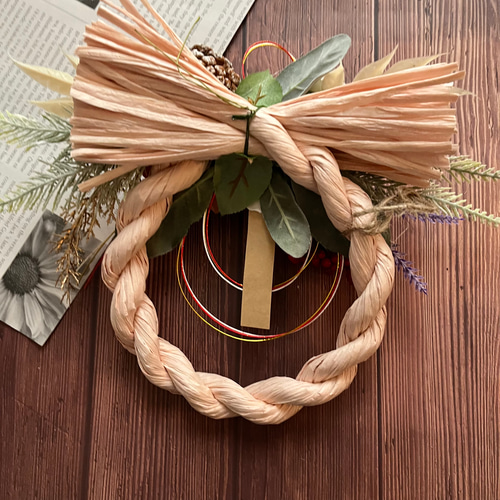 No.552 赤い実いっぱいしめ縄リース2024 ハンドメイドお正月飾り玄関