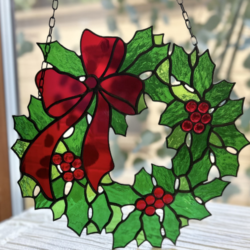 ステンドグラス】クリスマスリース 1点限定 リース Atelier 108 ステンドグラス】クリスマスリース 1点限定 リース Atelier 108