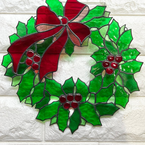 ステンドグラス】クリスマスリース 1点限定 リース Atelier 108 通販