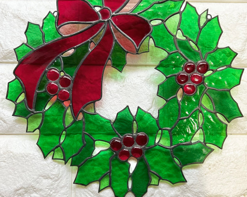 ステンドグラス クリスマスリース ステンドグラスのクリスマスリース リース Unit Glass Studio 通販