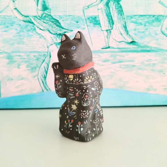 黒土の招き猫　古典カラー　小 3枚目の画像