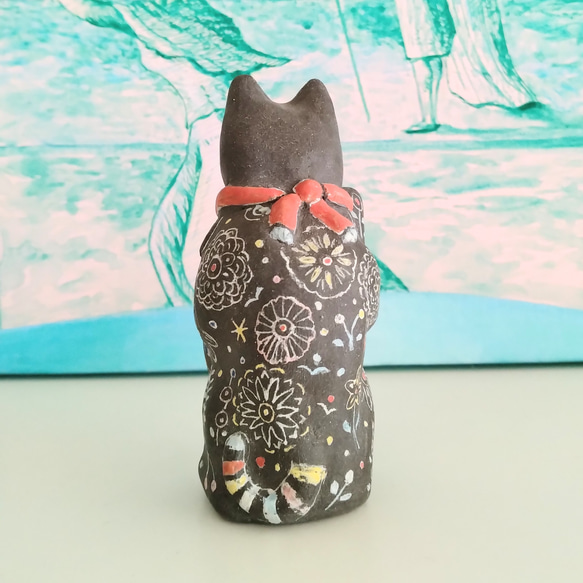 黒土の招き猫　古典カラー　小 4枚目の画像