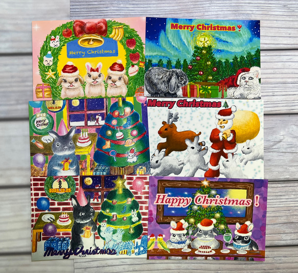 10枚選べるクリスマスカード　クリスマスSALE うさぎちゃん、ねこちゃんのクリスマス　サイズはＬ版です 2枚目の画像