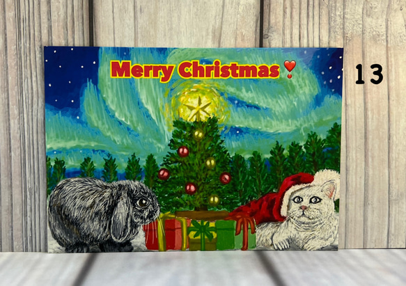 10枚選べるクリスマスカード　クリスマスSALE うさぎちゃん、ねこちゃんのクリスマス　サイズはＬ版です 17枚目の画像