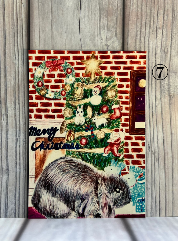 10枚選べるクリスマスカード　クリスマスSALE うさぎちゃん、ねこちゃんのクリスマス　サイズはＬ版です 11枚目の画像
