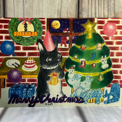 10枚選べるクリスマスカード　クリスマスSALE うさぎちゃん、ねこちゃんのクリスマス　サイズはＬ版です 14枚目の画像
