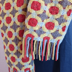 ラムウールの変化二重織りリバーシブルマフラー　手織り（品番265） 8枚目の画像