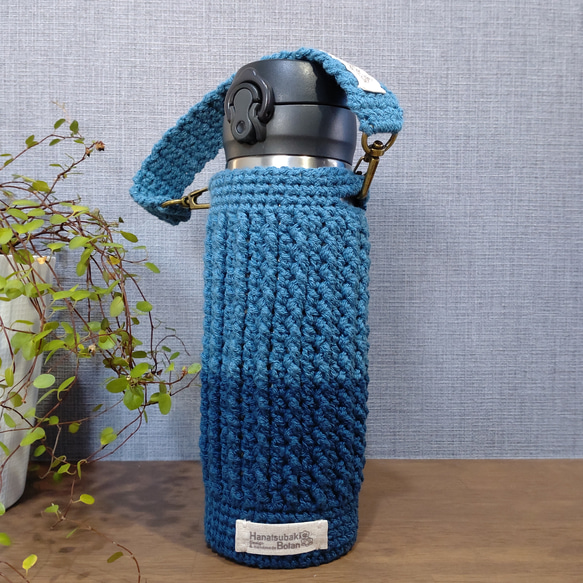 【1点物】水筒（500mlくらい）ニットケース（青紺） 2枚目の画像