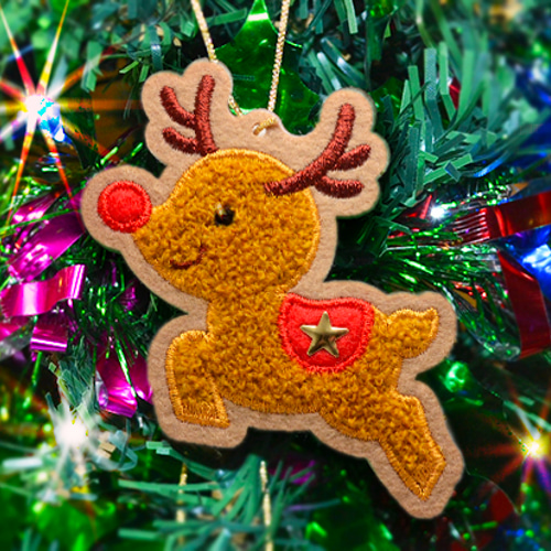 クリスマス】もこもこ刺繍のトナカイオーナメント｜プレゼント・北欧