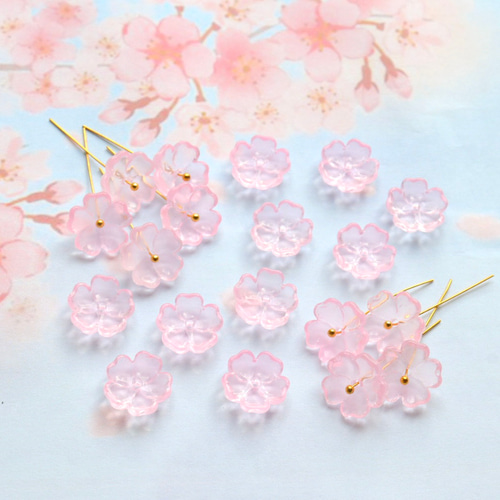 お花ビーズ追加分 新作☆13mm さくら、桃の花 お花のガラスビーズ ピンク ビーズ