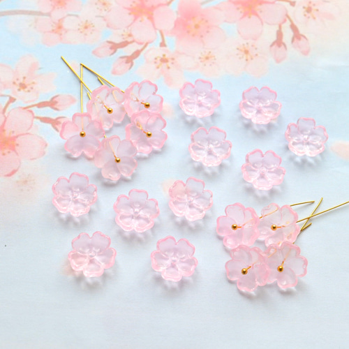 お花ビーズ追加分 新作☆13mm さくら、桃の花 お花のガラスビーズ ピンク ビーズ