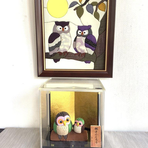 塩沢織木目込みパッチワーク 幸福ふくろうB その他インテリア雑貨