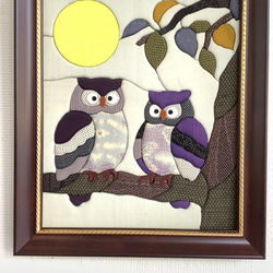 日本画「花手毬ふくろう」 幸福の白フクロウ 縁起物の花手毬 ふくろう