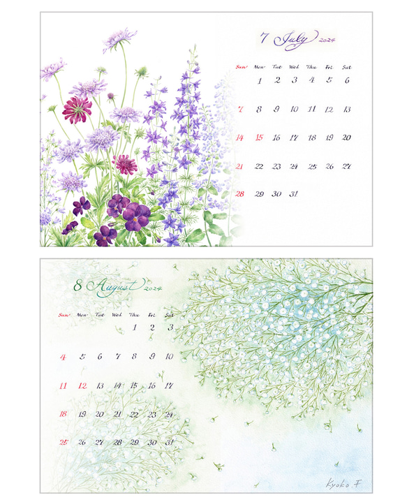 2024年 Herbal Letter カレンダー A４サイズ 7枚目の画像