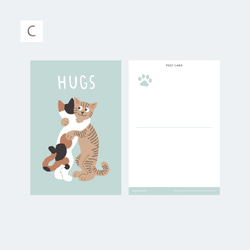 【 ポストカード 】ハグハグにゃんこ A・B・C【３枚セット】 4枚目の画像