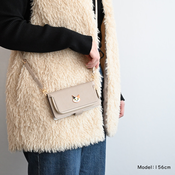 全機種対応 スマホケース 手帳型 【 コインケース付き Simple ワッペン 猫 】 名入れ A240I 15枚目の画像