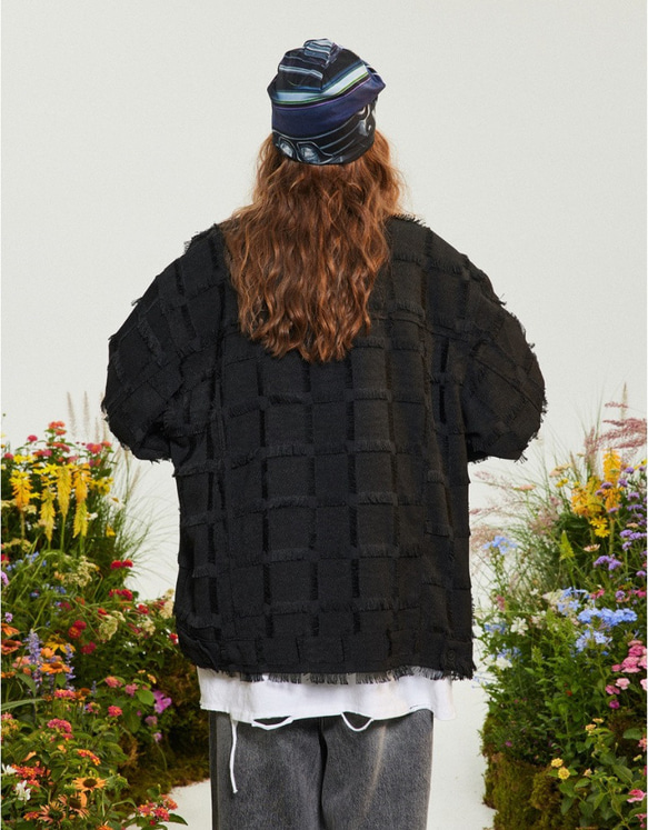 メンズ・レディース兼用・潮牌の小香風ジャケットゆったり襟の黒いコート 20-1168 3枚目の画像