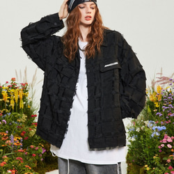 メンズ・レディース兼用・潮牌の小香風ジャケットゆったり襟の黒いコート 20-1168 2枚目の画像