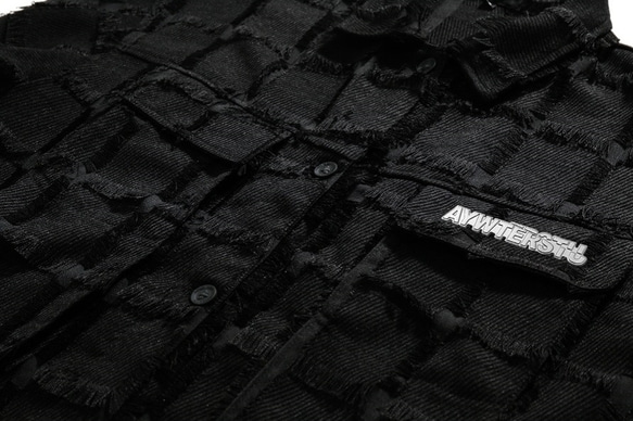メンズ・レディース兼用・潮牌の小香風ジャケットゆったり襟の黒いコート 20-1168 14枚目の画像