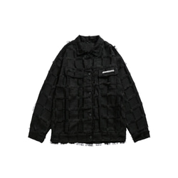 メンズ・レディース兼用・潮牌の小香風ジャケットゆったり襟の黒いコート 20-1168 10枚目の画像