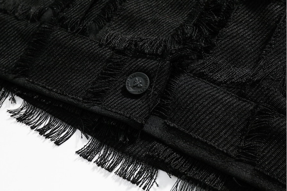 メンズ・レディース兼用・潮牌の小香風ジャケットゆったり襟の黒いコート 20-1168 17枚目の画像