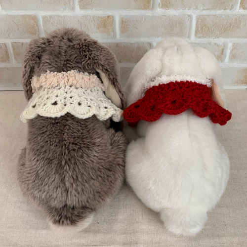 うさぎさんの手編みポンチョ 赤 ペット服・アクセサリー こころろ 通販