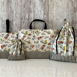 入園入学＊車とストライプの4点セット＊男の子＊ナチュラル レッスン