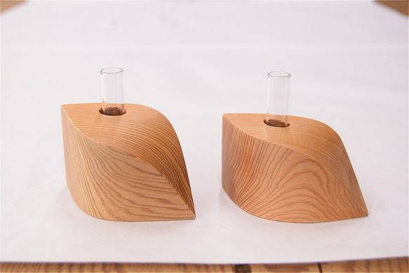 千寿屋久杉 花器 花瓶 器 桐箱入り 屋久杉 いちりんこ 横型 2つ 一輪挿し・花瓶・花器 杉の舎 通販