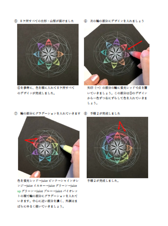 点描曼荼羅画　通信講座(めぐり曼荼羅®)シリーズ2　テキスト３パターンセット販売 