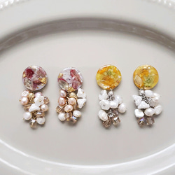 ドライフラワー淡水パールお花pierce/earring 3枚目の画像