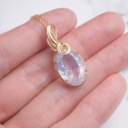 スコロライト ペンダントトップ ワイヤーラッピング ネックレス 14kgf