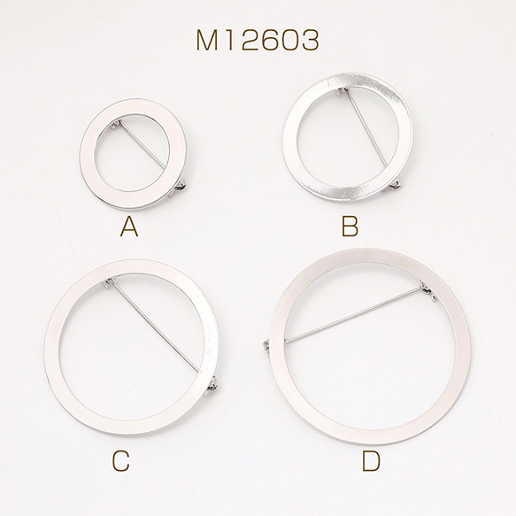 M12603-A  3個  リングブローチ ブローチ金具 リングブローチ土台 貼付け ロジウム  3X（1ヶ） 1枚目の画像