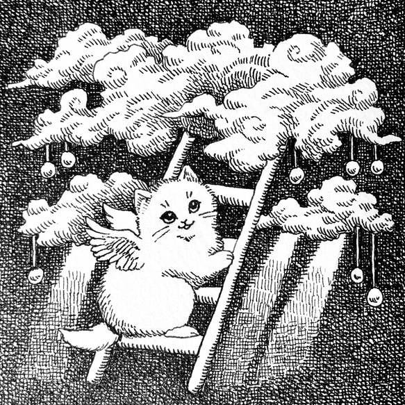 一点物】手乗り絵画 天使の梯子 インテリア 飾り