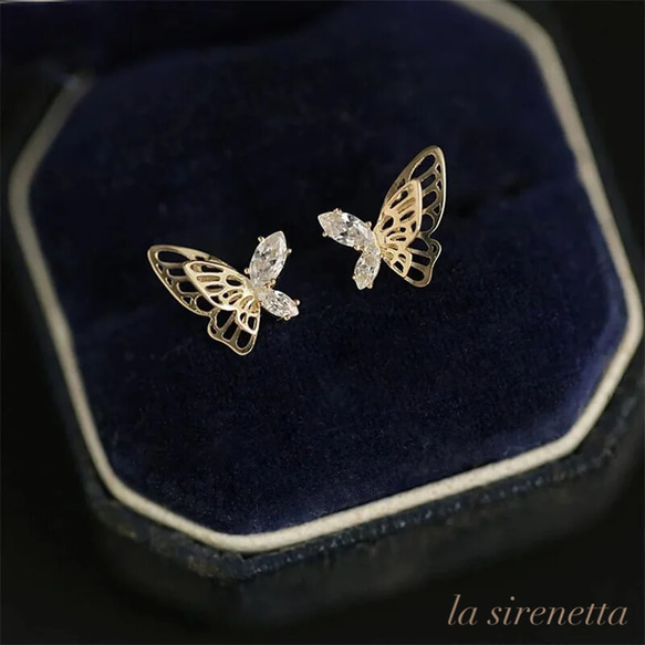 受注製作 ＊ butterfly flap pierce 1枚目の画像