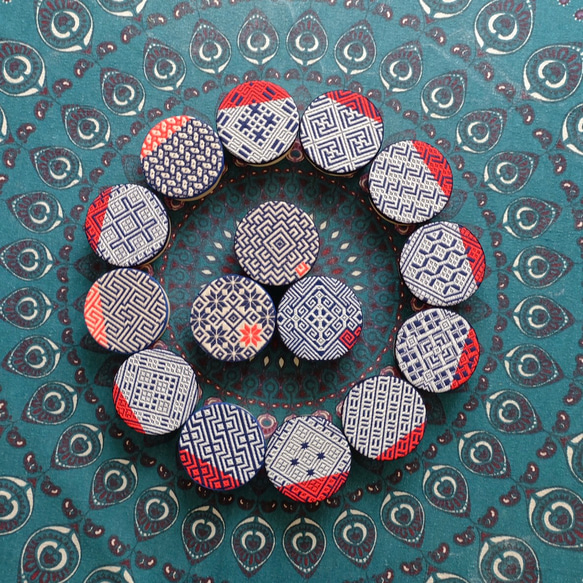 配件圓盒 ☺︎Kogin 刺繡 Kobako ☺︎獨一無二的商品 ☺︎ Sashiko 第4張的照片