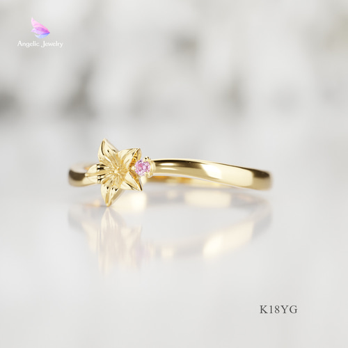 キキおはよう97様フラワー カメリア 花 リング 指輪 04P ラインストーン きらめく誕生花と選べる誕生石シリーズ -桔梗リング- K18YG 指輪