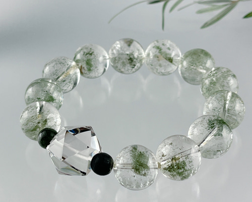 チンターマニストーン　リビアングラスブレスレット　ガネッシュヒマール水晶 チンターマニストーン リビアングラスはブレスレット ガネッシュ