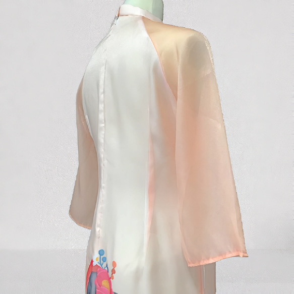 ベトナム民族衣装 アオザイ ピンク系 大人かわいい 二枚仕立て 14枚目の画像