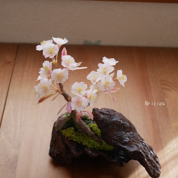クレイフラワー】桜のリース【粘土フラワー】 その他インテリア