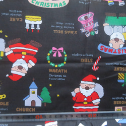 クリスマスプリント1M　コットン100％　幅×約100cm　＜クリスマス＞　赤、青、黒あり 12枚目の画像