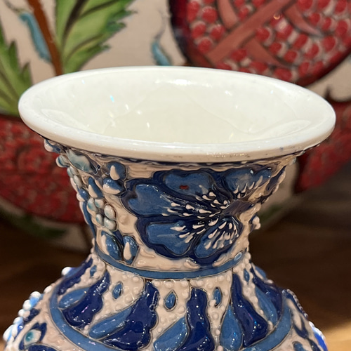 トルコ ハンドメイドセラミック花瓶(ターコイズブルー)v-01