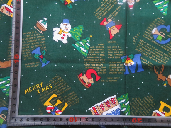クリスマスプリント50cm　コットン100％　幅×約50cm　＜クリスマス＞　黒、緑あり 7枚目の画像
