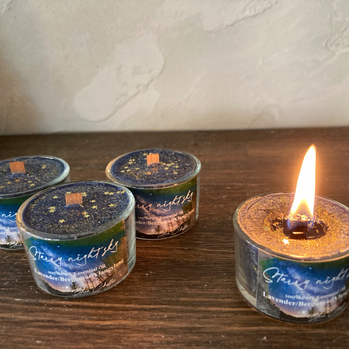 星の夜空✨ラピスラズリ プチグラス アロマキャンドル（眠り就く香り