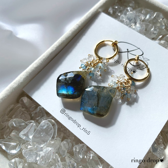 りあ◆アンデシンラブラドライトピアス✧14kgf 14kgf フローライト アンデシンラブラドライト ピアス イヤリング