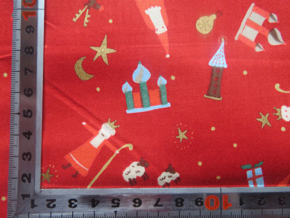 クリスマスプリント1M　コットン100％　幅×約100cm　＜X'mas＞　赤、緑あり 9枚目の画像