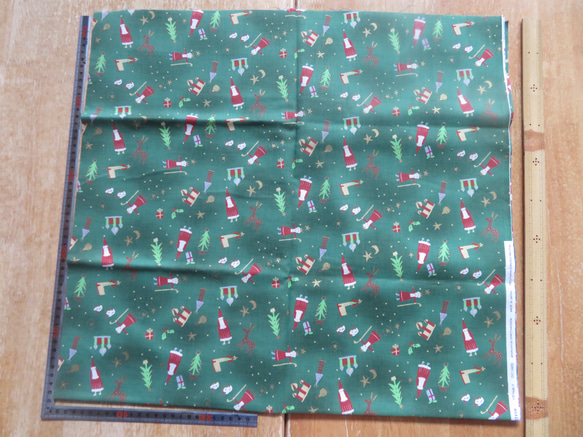 クリスマスプリント1M　コットン100％　幅×約100cm　＜X'mas＞　赤、緑あり 6枚目の画像