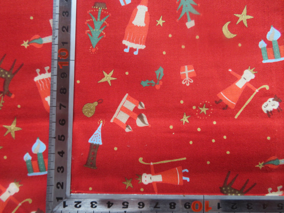 クリスマスプリント1M　コットン100％　幅×約100cm　＜X'mas＞　赤、緑あり 8枚目の画像