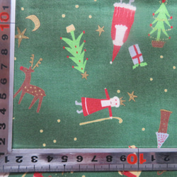 クリスマスプリント1M　コットン100％　幅×約100cm　＜X'mas＞　赤、緑あり 4枚目の画像